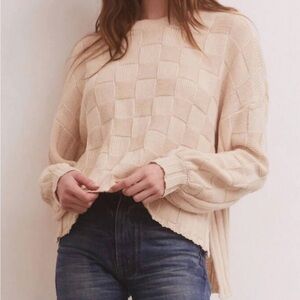 Z Supply beige checkered sweater